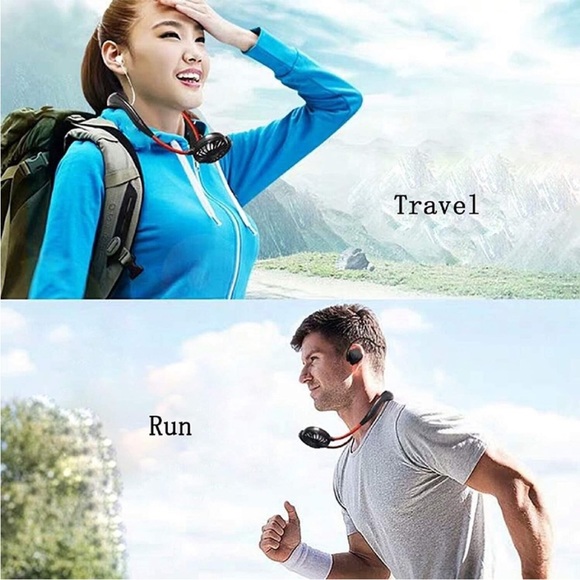 Portable Hands Free White Adjustable Cooling Neckband Fan With 3 Speeds - Picture 4 of 14